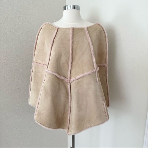 UGG Australia Pink shearling Poncho w/ Hand Pockets SM - Picture 1 of 10